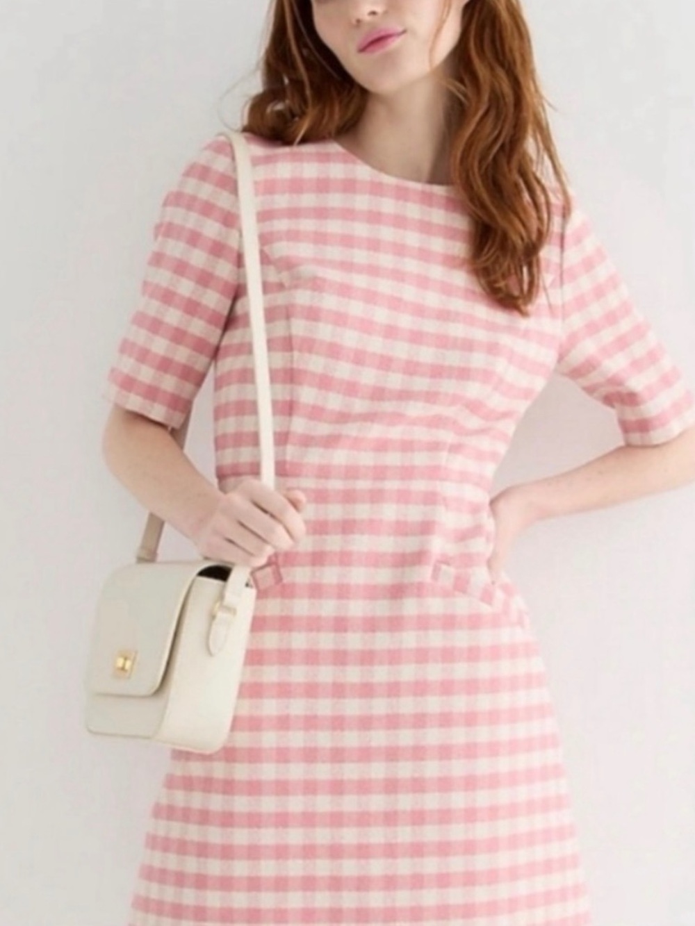 J. Crew Classic Pink Gingham A-Line Sheath Dress